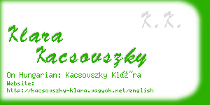 klara kacsovszky business card